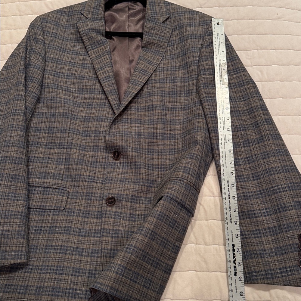 Ralph Lauren Windowpane Wool Silk Linen Blue and Gray Jacket Blazer 40L - Picture 12 of 16